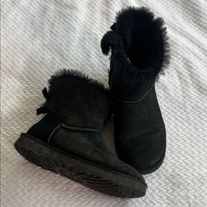 UGG Black Boots with Bow Detail
